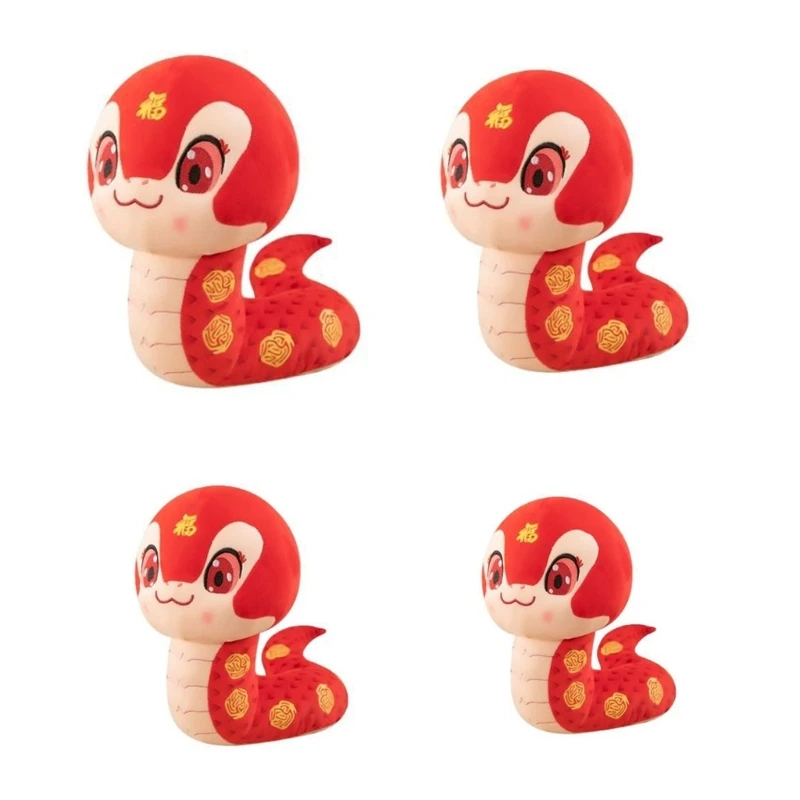 F19F Lucky Charm Plush Snake Toy Soft Stuffed Animals for Prosperities Fortune 2025 Year of the Snake Chinese New Year Decors