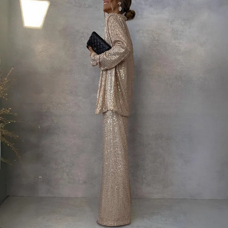 

Новинка весны 2025 года, трехцветный маленький костюм с бусинами и планшетом, модные брюки для отдыха с высокой талией, комплект из двух предметов