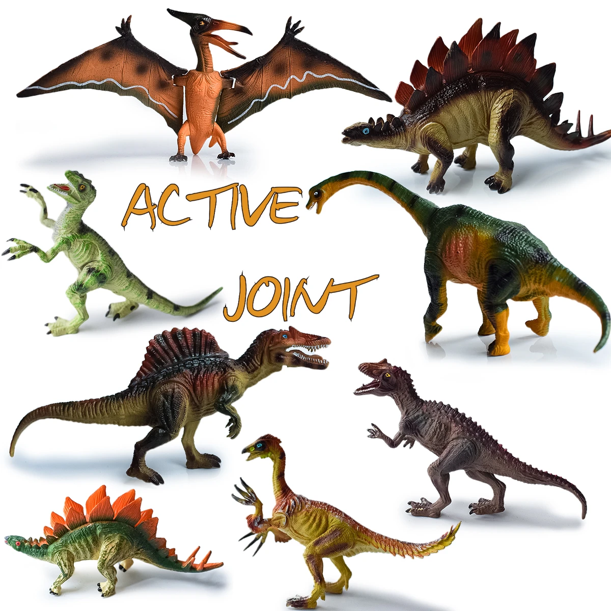 Articulated realistic models of Tyrannosaurus rex, pterosaur, saber-toothed dragon, and scythe-toothed dragon | Dinosaur lover | Miniature landscape | Teaching Demonstration | Desktop, display window, bonsai decorative ornaments | Cool gifts for men | Birthday party anniversary gift | Christmas, Easter, Halloween, Hanukkah gifts