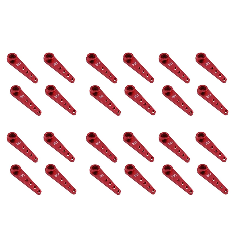 

MYMF-24PCS 37Mm 25T Metal Extension Steering Servo Arm Horn For RC Car Crawler Parts,Red