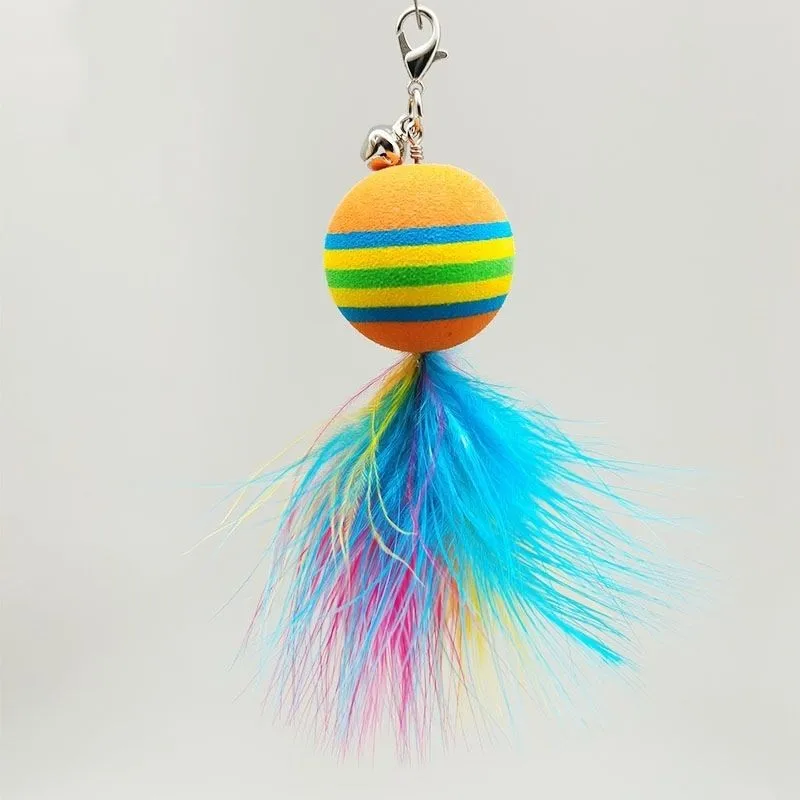 Cat Toys Interactive Funny Cat Feather Wand Suction Cup Ball Feathers Replacements with Bells for Indoor Cats Kitten Exercise