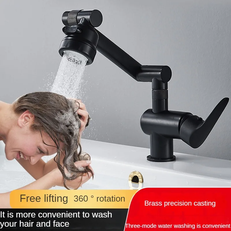 

Bathroom washbasin faucet, household bathroom washbasin, dual purpose cold and hot, lifting and rotating 2-in-1 faucet