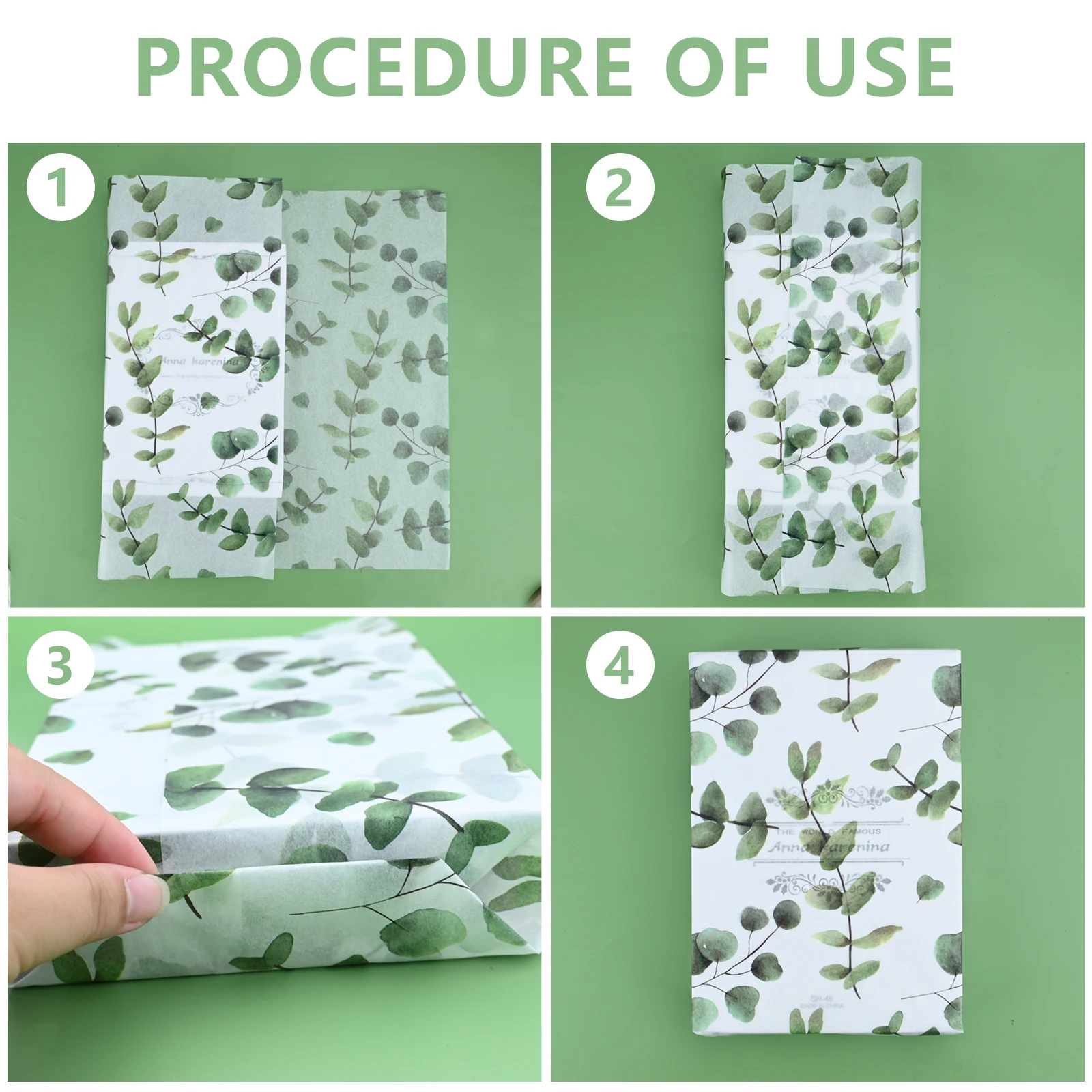 100 Pcs Green Leaves Tissue Paper Sheets,14x20in Botanical Printed Leaf Wrapping Paper for Wrapping Gifts Birthday Festival