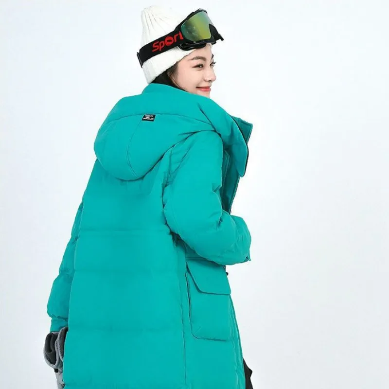 Doudoune à capuche mi-longue pour femme, pardessus femme, vêtements d'extérieur chauds, version Parkas adt optics, loisirs, hiver, nouveau, 2023