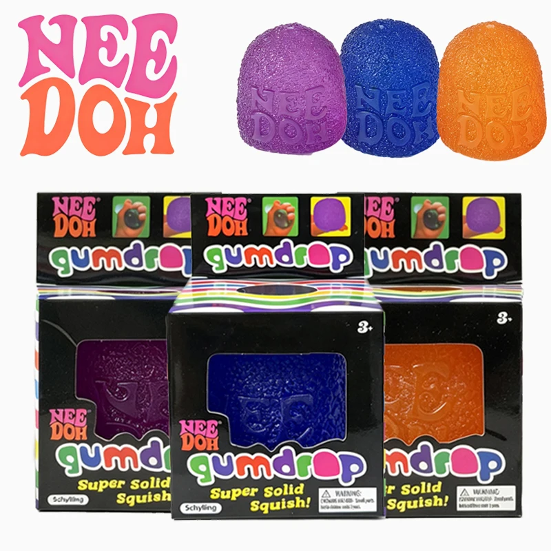 Needoh Gumdrop Relief Stress Toy Sugar Maltose Solid Squish Fidget Non-Toxic Anti-anxiety Soothing Autism ADHD Sensory Toy Gift