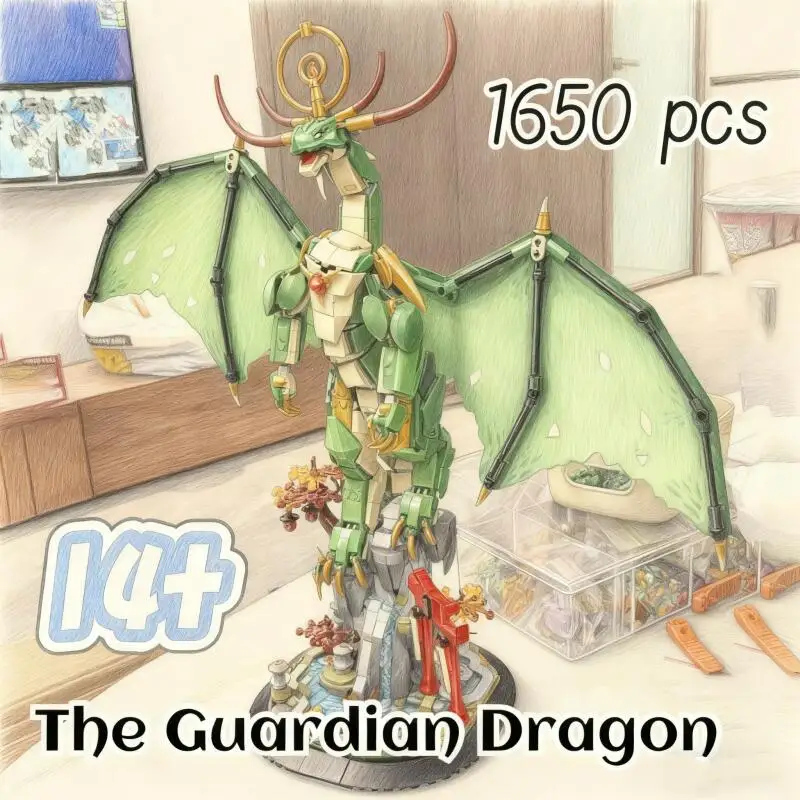 

Годовая рекламная акция 1650 шт. 71847 Мастер У гвардии божественный дракон Мех Строительные блоки Кирпичи Игрушки День ребенка Рождественский подарок