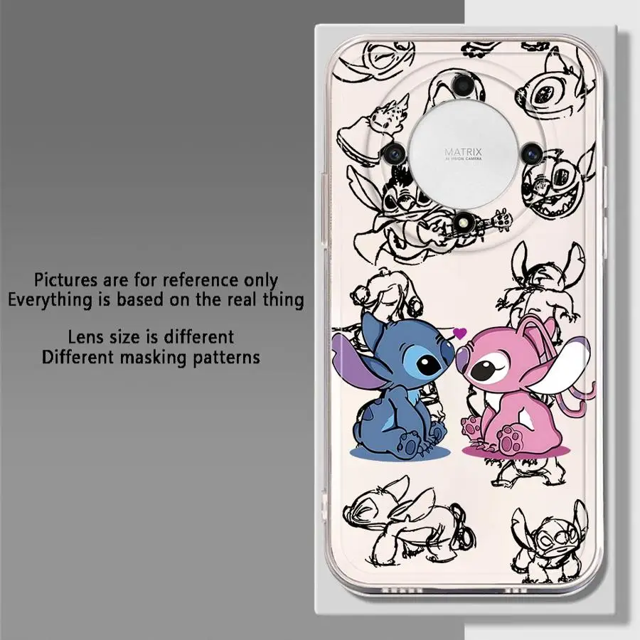 Clear Cover Case for Honor X8a X7b X9a X9b 90 Lite X8 X8b Disney Stitch Cute