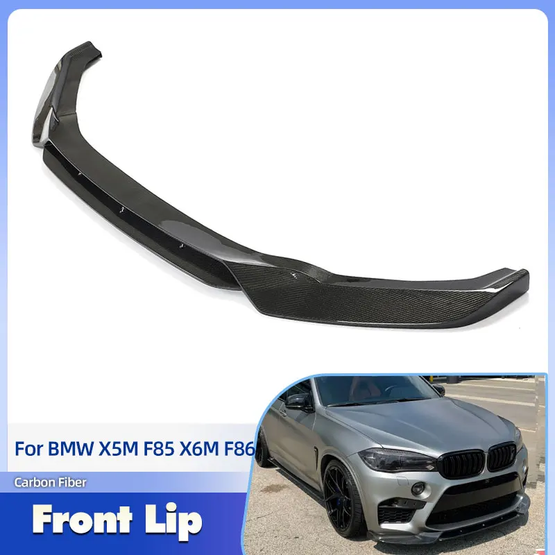 

Car Front Bumper Lip Spoiler Splitters Carbon Fiber for BMW X5M F85 X6M F86 2014-2018 Racing Front Lip Chin Apron Body Kit