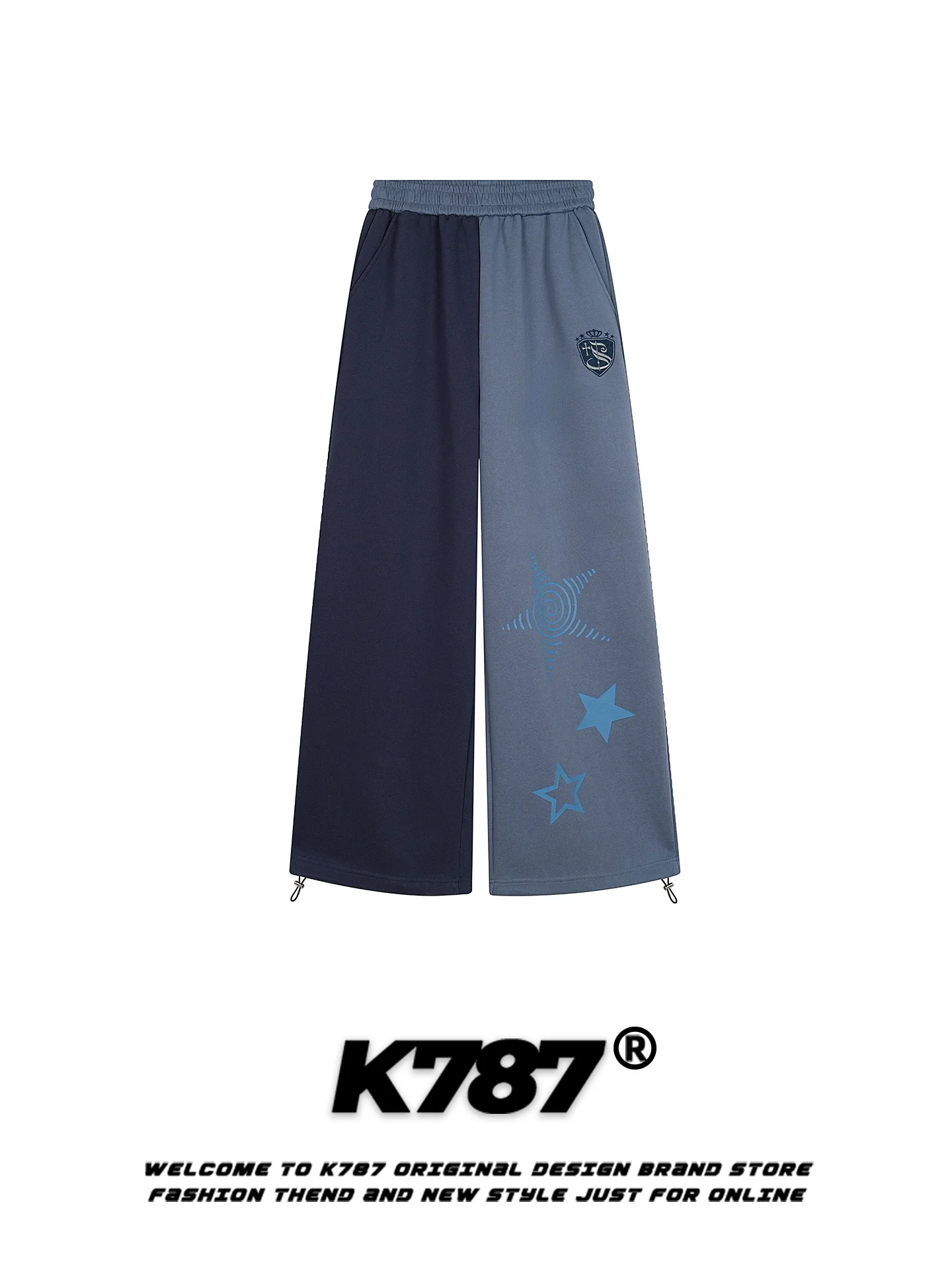 

K787 Американские уличные брюки в стиле Color Block Star, свободные повседневные брюки унисекс, широкие длинные брюки, удобные, стройнящие, в стиле Lazy...