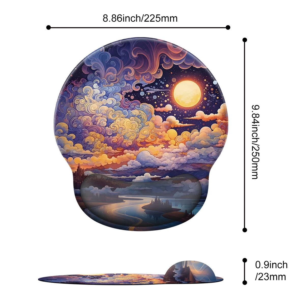 1pc Colorful Clouds And Moon Mouse Pad Wrist Ergonomic Soft Anti-Slip Wrist Rest Support Mat Computer Mouse Pad For Office  PC