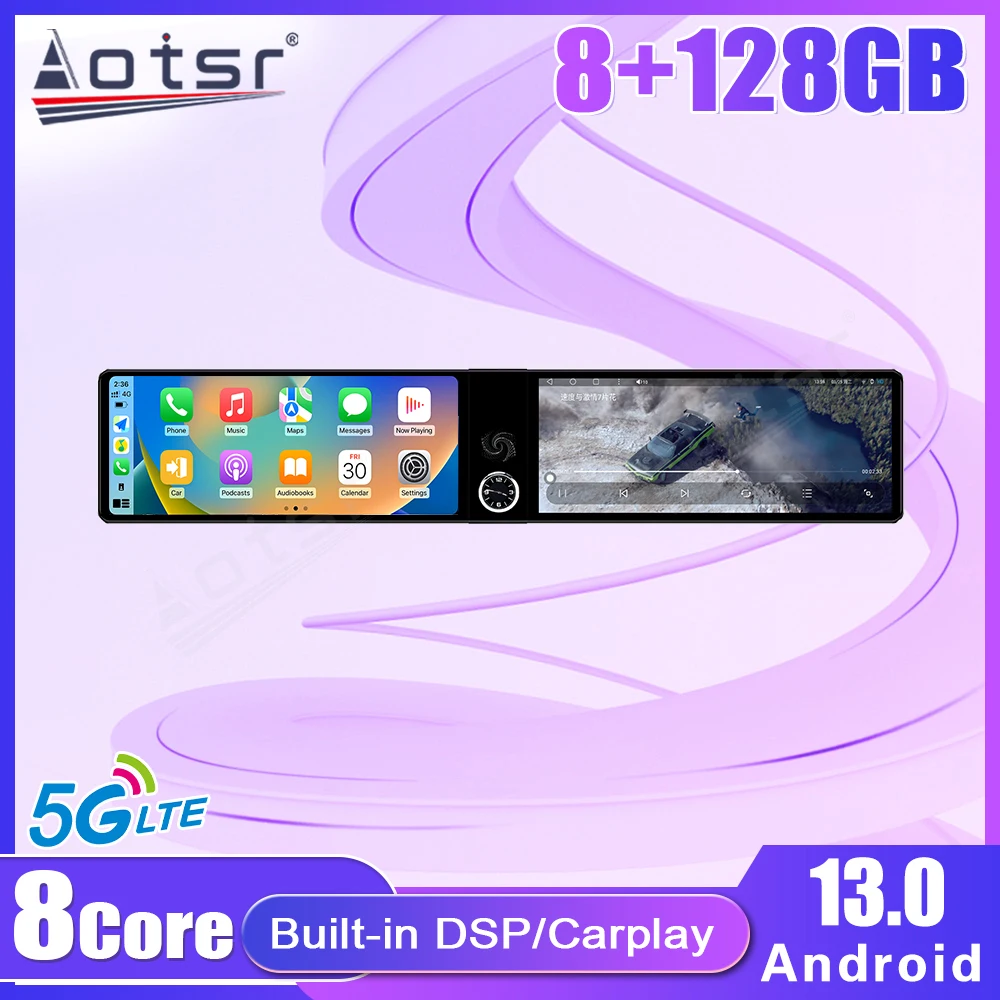 

Qualcom Android 13 Carplay для Hyundai Santa FE 2017-2021 двойной 12,3-дюймовый автомобильный радиоприемник GPS-навигация комплект обновления мультимедийной системы