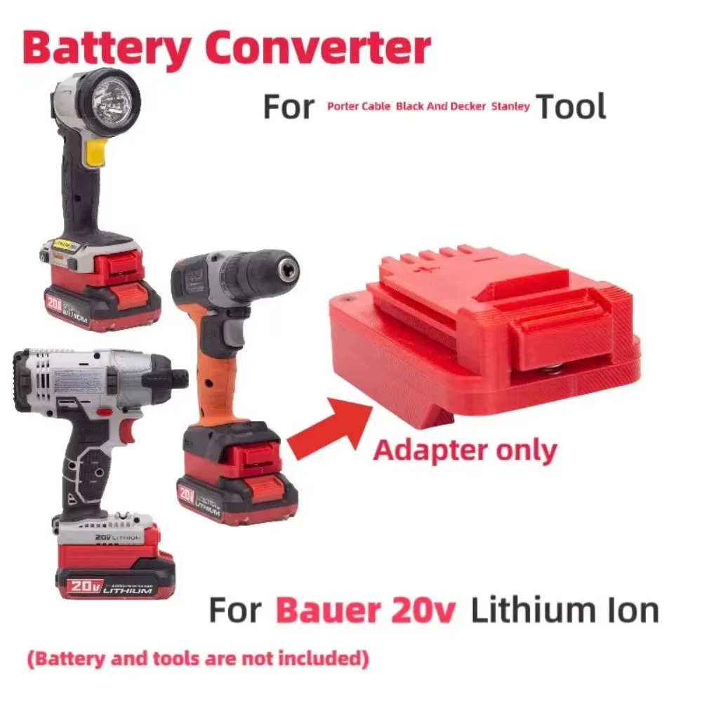 For Bauer 20v  Lithium Ion Batteries to Porter Cable  Black And Decker Stanley Tools Converter (without battery and tools)