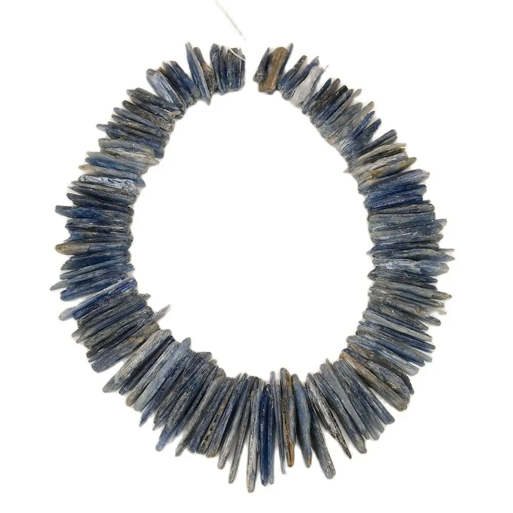 

APDGG Natural Large Blue Kyanite Top-drilled Nugget Beads Raw Rough Irregular Gems Stone 15.5" Strand Jewelry Making DIY