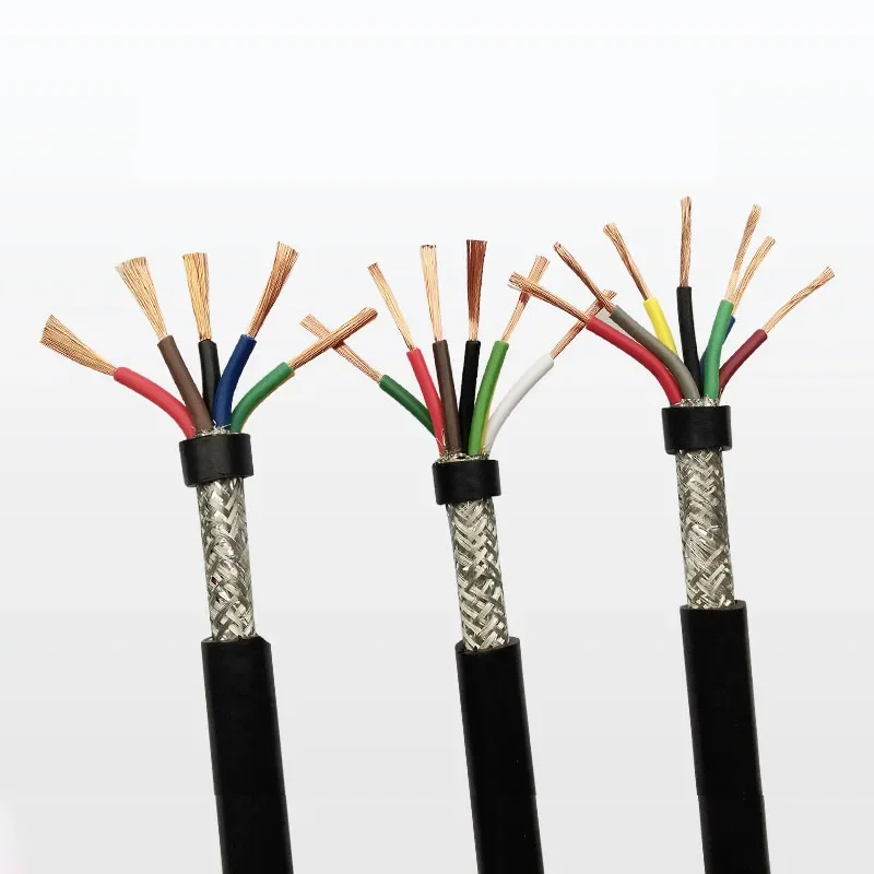 5 Meters RVVP Electrical Wire 5 6 7 Core Copper Wire 0.15/ 0.3/ 0.5 / 0.75 / 1.0 / 1.5 mm Control Shielded Signal Cable