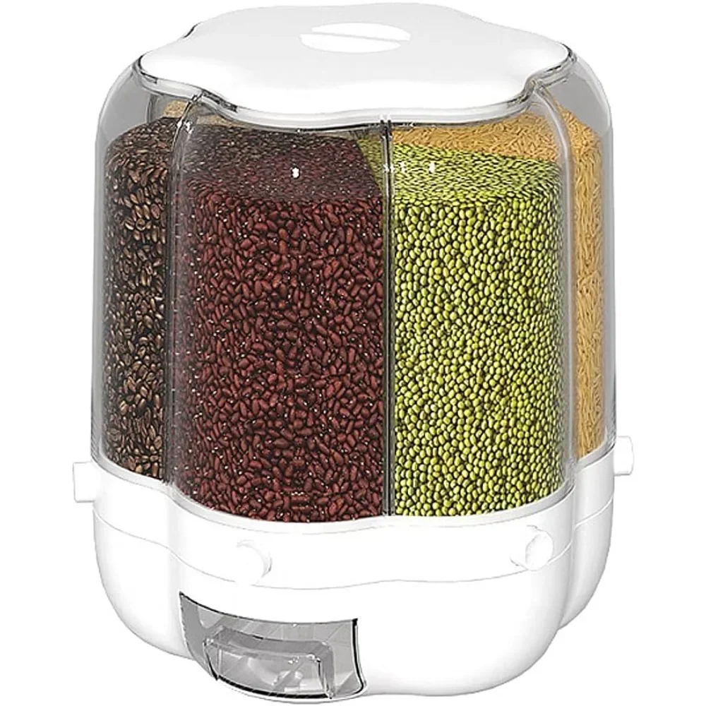 

40lb Rice and Grain Storage Container, 360° Rotating Food Dispenser Measuring Cylinder with Lid Moisture Resistant Household