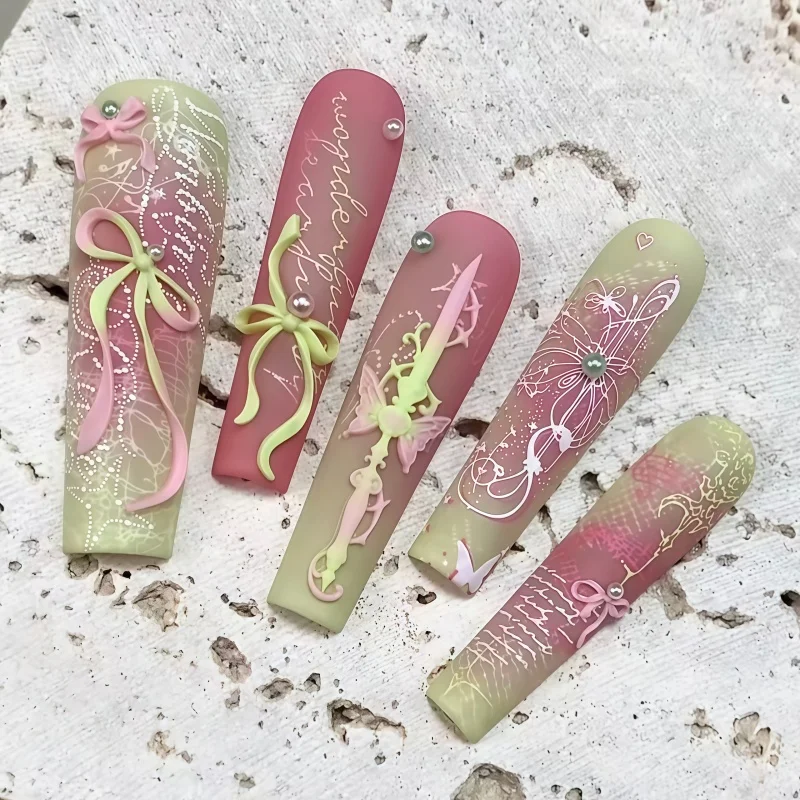 Retro Court Style Butterfly Candlestick Silicone Mold for Nail Art European Cross Knot Ribbon 3D Art Decorations view 2