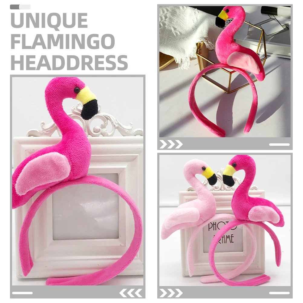

2Pcs Flamingo Headb Lovely Cartoon Hair Hoop Festival Animal Shaped Headdress for Party Photoshoot Accessories