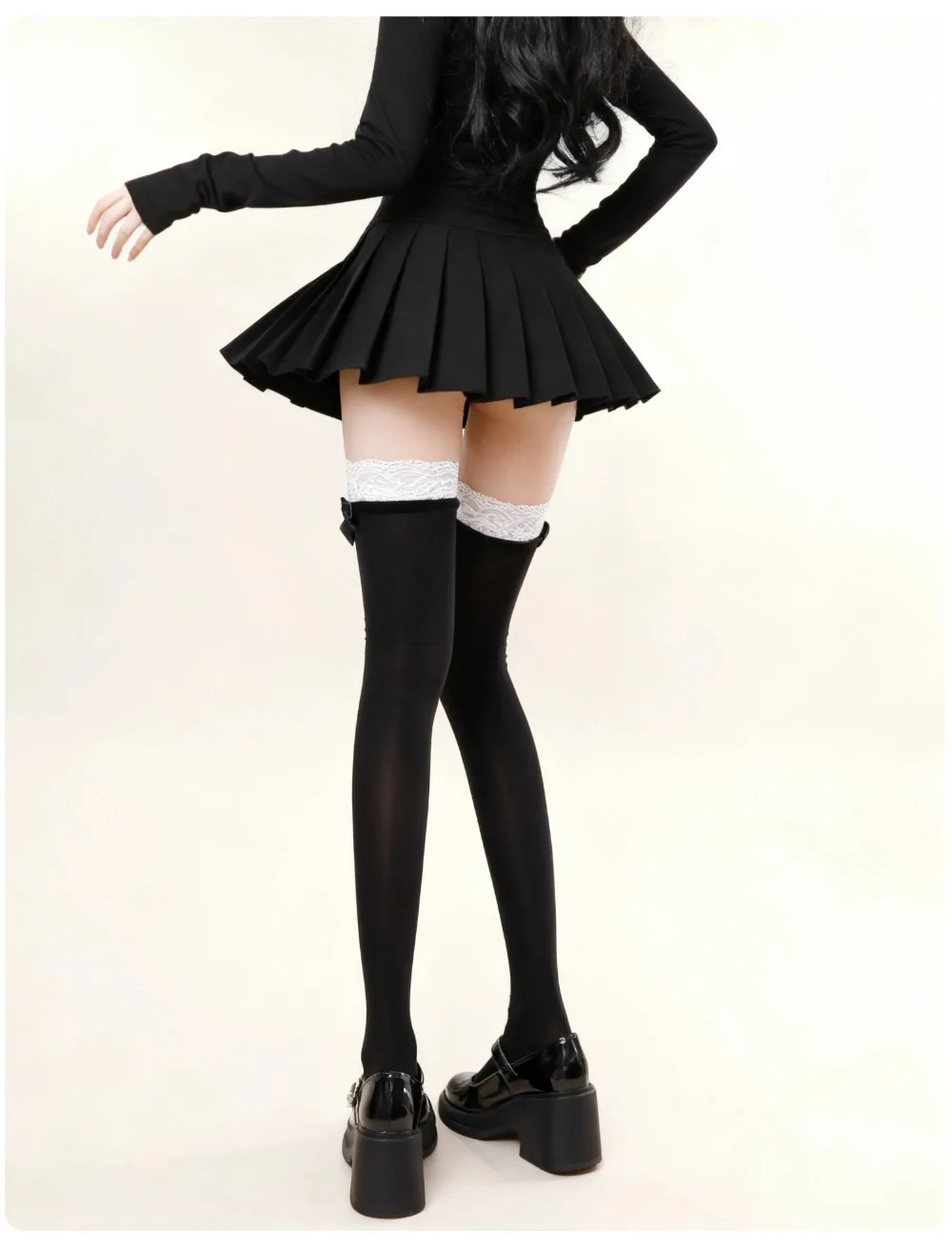 8D Ultra Sheer schwarze oberschenkelhohe Strümpfe mit Schleife, transparente Nylonstrümpfe für Damen, elegante Socken für den täglichen Gebrauch, Party, Cosplay, JK, Lolita – Detail 28
