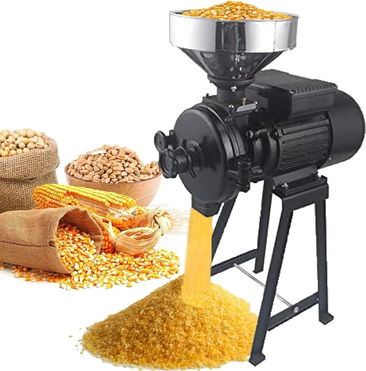 New High Quality 110V/220V Steel Wheat Straw Crusher Flour Mill Machine with High Productivity Diesel Engine 200kg/h Capacity