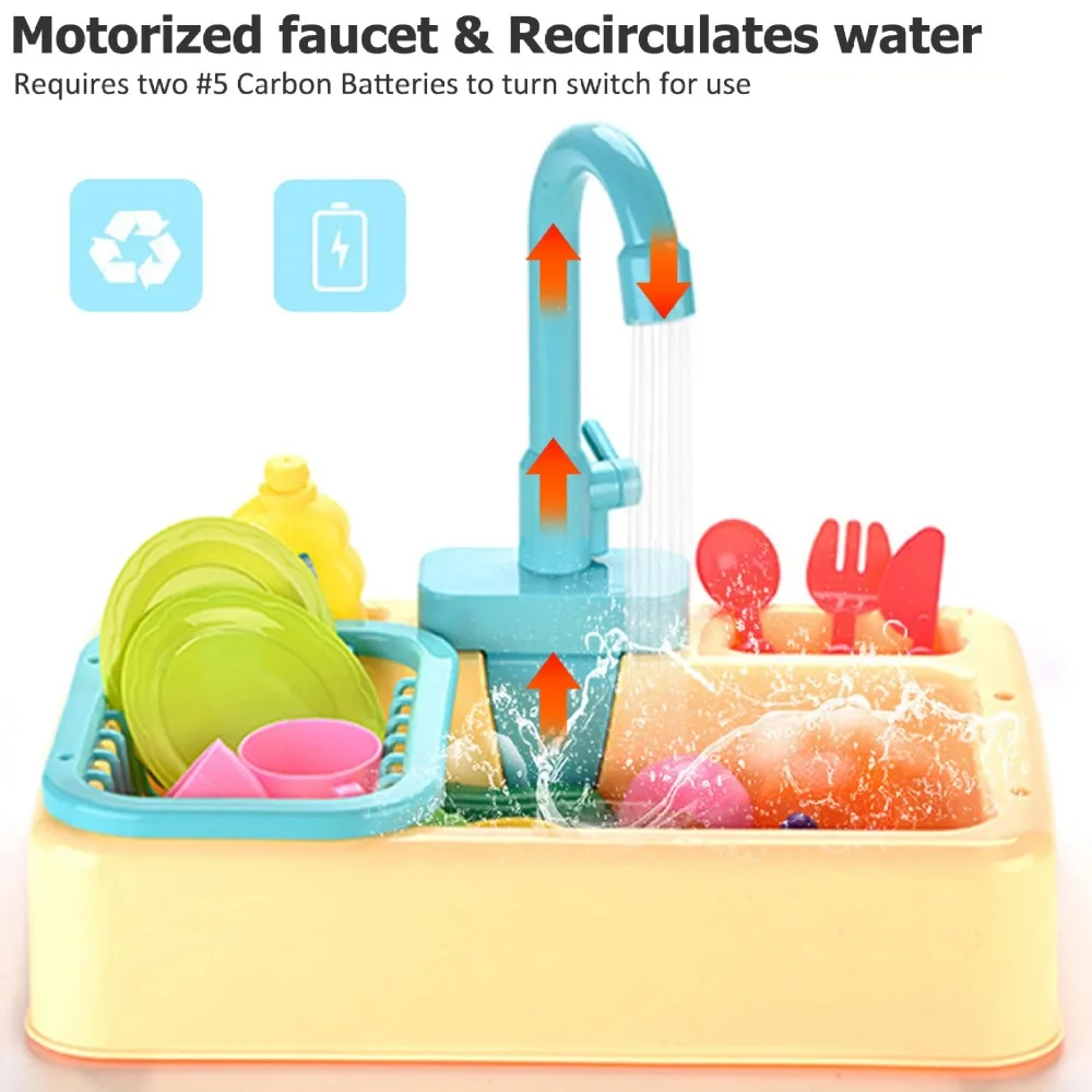 Draaibare keukenkraan vervangend speelgoed Simulatie met stromend water Aanrecht Speelgoed Kraan Plastic kraanspeelgoed