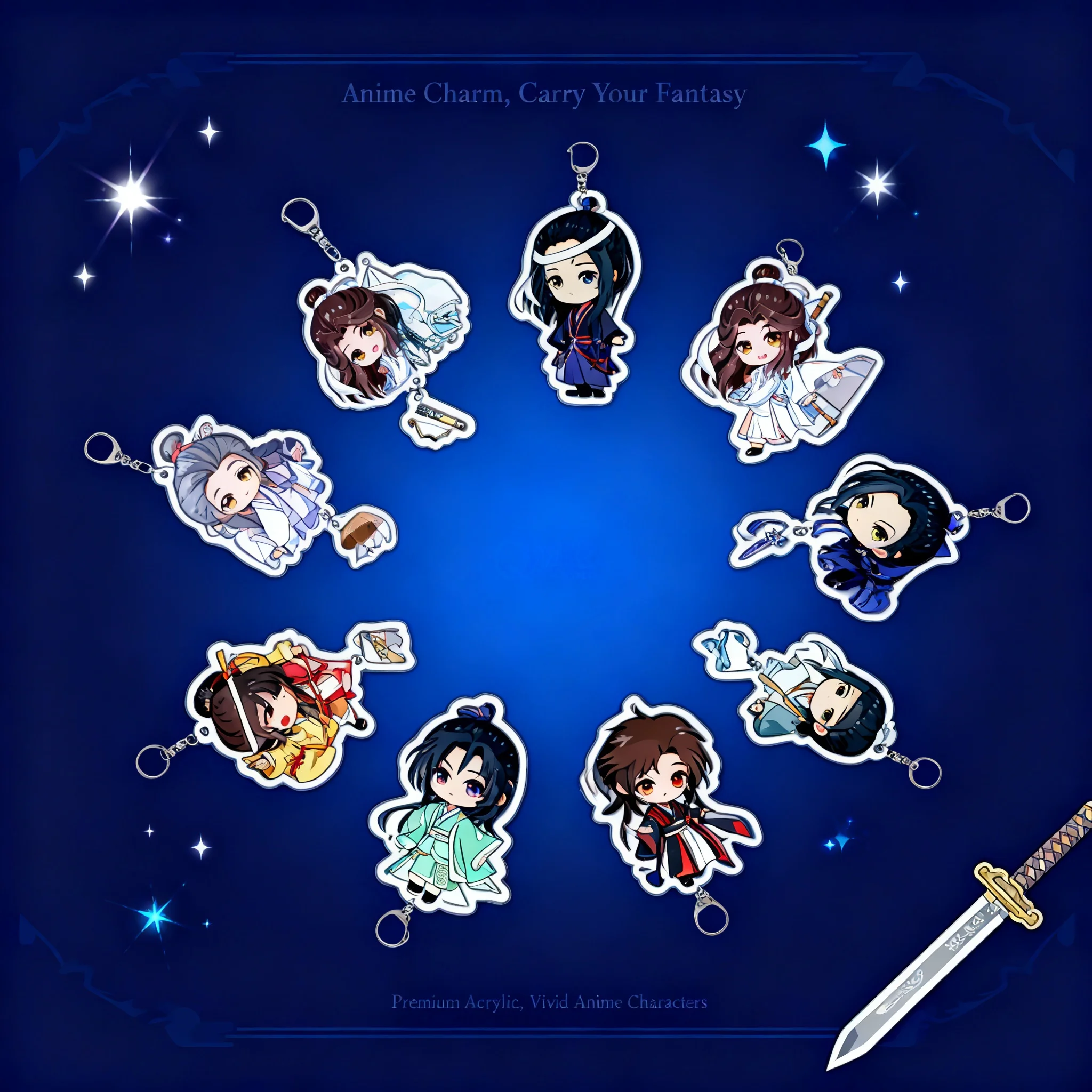 

Tianci Xielian Acrylic Keychain Pendant Novel Anime Merchandise Cross Border Ready Stock Wholesale Figure Accessories