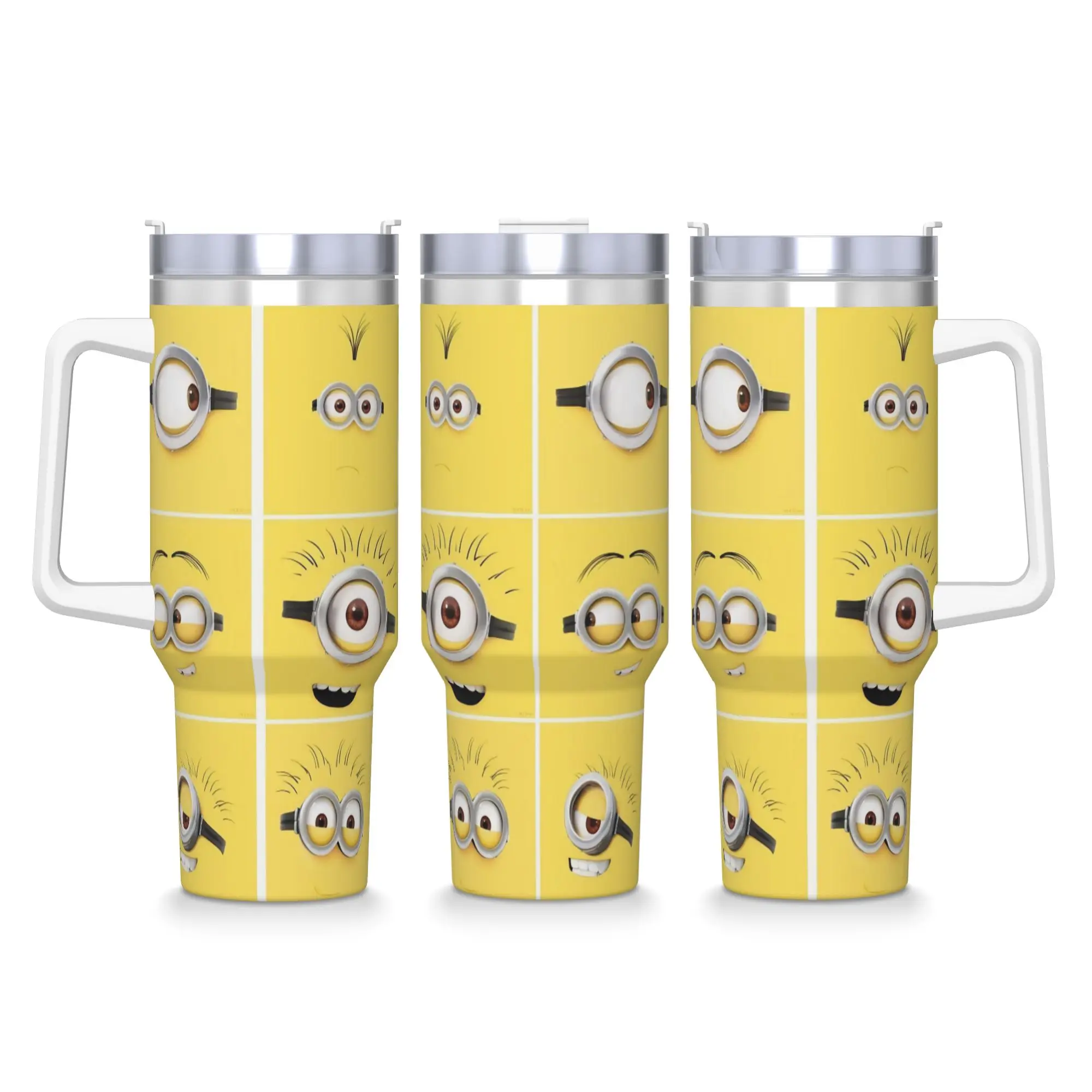 

Stainless Steel Tumbler Minions Cartoon Character Car Mugs With Straws Big Yellow Eyes Drinks Water Bottle Large Thermal Cups