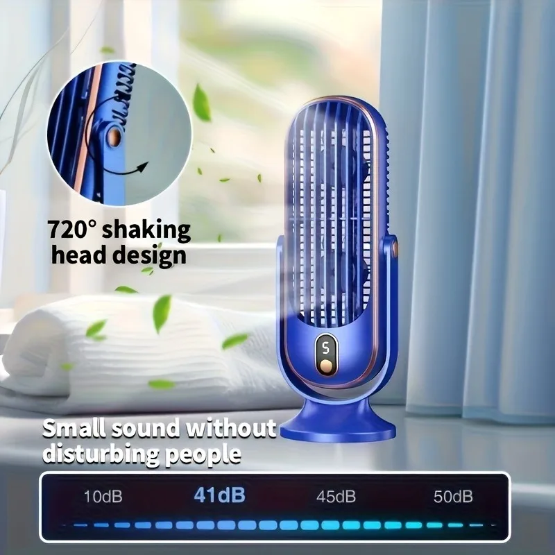 New Upgraded Large Battery Dual Motor Portable Fashion Desk Fan, Office, Travel, Camping, Outdoor RV Portable USB Fan view 4