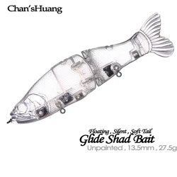 Chan’sHuang 5PCS Unpainted Blank Bait 13.5cm 27.5g Floating Glide Bait Shad Silent Swimbait DIY Artificial Fishing Lure