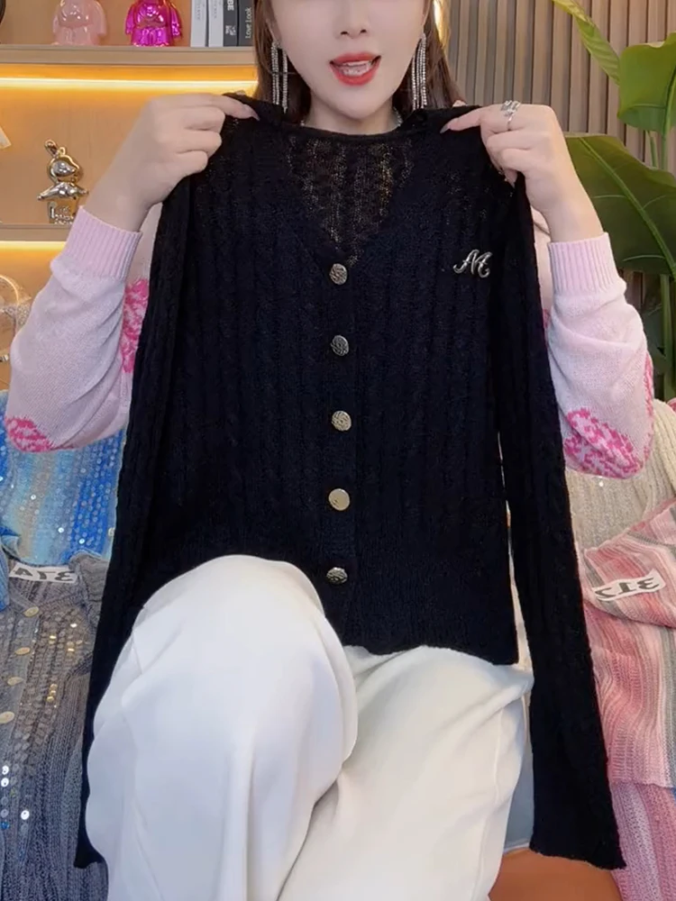 

Loose Knitted Sweater Spring 2025 Korean Sle Commute Faion Maturi Light Trendy Cardigan Large Size Faionable College ...