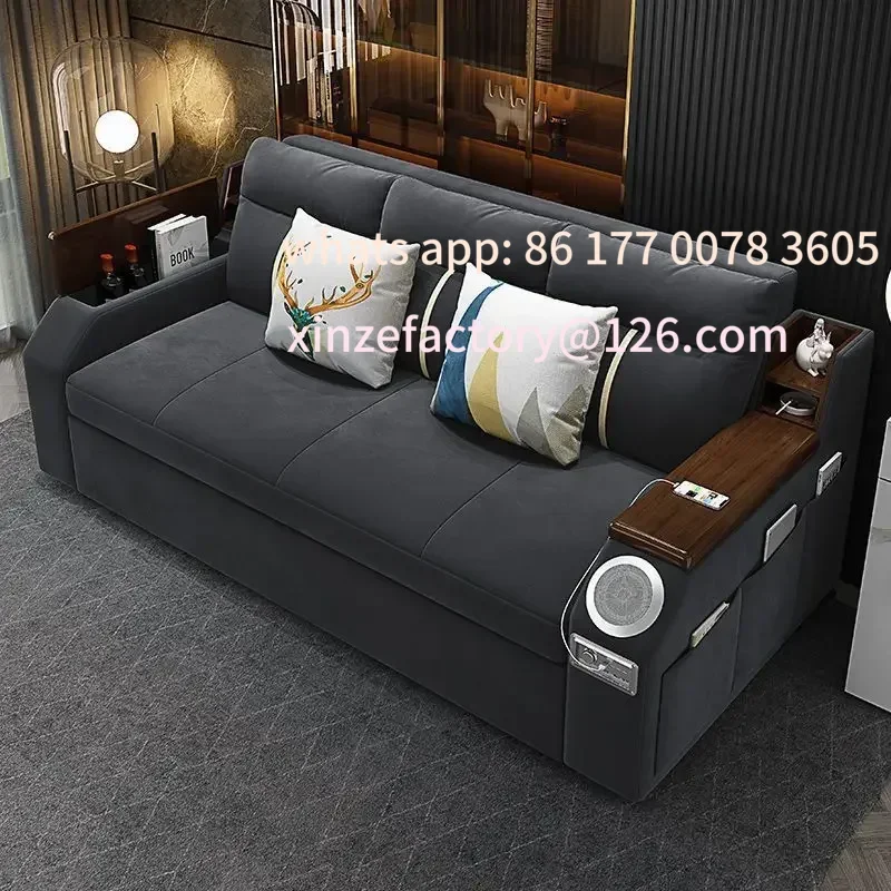 سرير أريكة فردي ومزدوج قابل للطي من الخشب الصلب متعدد الوظائف وقابل للتخصيص