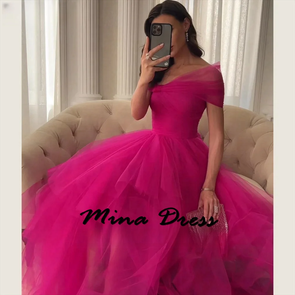 

Mina Off the Shoulders Elegant Party Dresses 2024 for Wedding Dresses for Formal Occasions Short Sleeves Luxury Prom Dress 2024