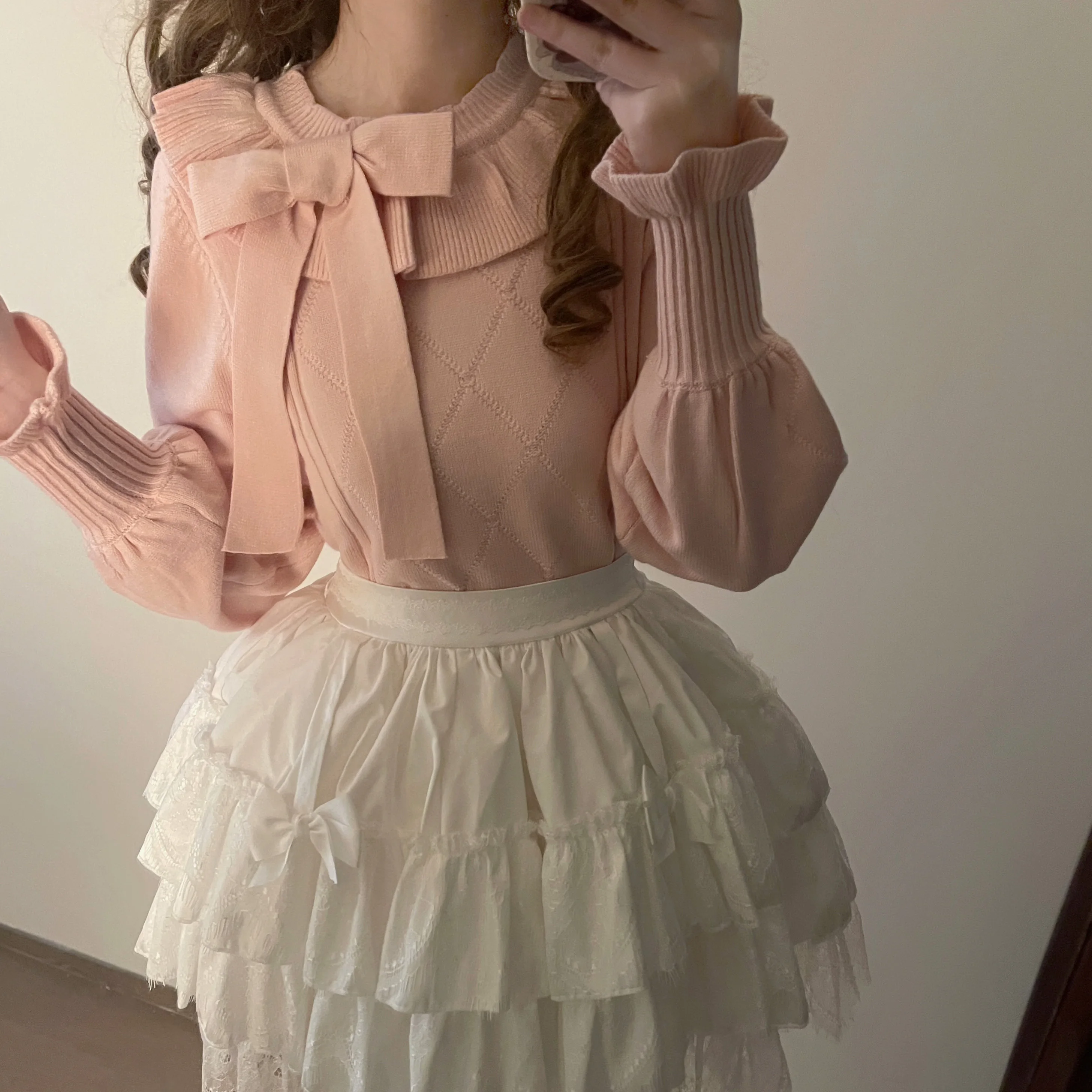 

NONSAR винтажный милый вязаный пуловер в стиле Лолиты, осенний милый свитер с круглым воротником и оборками для девочек, женский трикотаж в стиле Харадзюку, топы