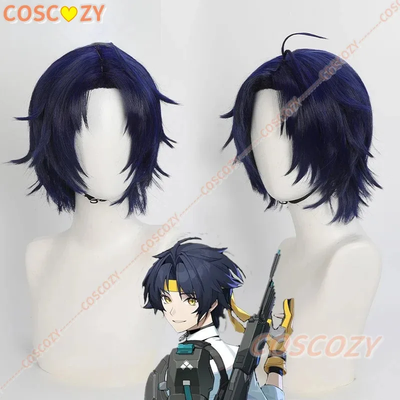 Cosplay Game ZZZ Asaba Harumasa Cosplay Wig 30cm Short Black Blue Mixed Cosplay Wigs Heat Resistant Synthetic Hair