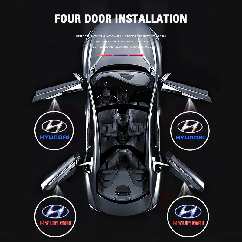 2 luces LED de bienvenida para puerta de coche Hyundai HD, proyector para Hyundai I30 I20 Ix35 Palisade Nexo Kona I10 Tucson Veloster Azera
