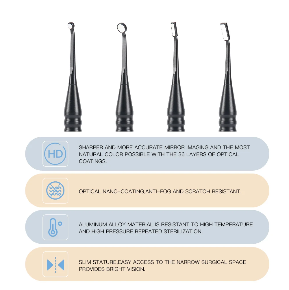 Dental Micro Mouth Mirror AZDENT 2mm/3mm/5mm Odbłyśnik przeciwmgielny Odontoskop Wielofunkcyjne sprawdzanie jamy ustnej Odłączany uchwyt