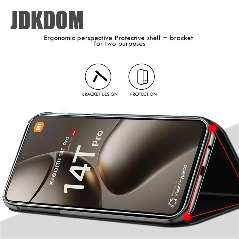 JDKDOM حافظة هاتف جلدية قابلة للطي بمرآة ذكية لهاتف Xiaomi Poco M6 X6 F6 X7 Pro غطاء حماية مقاوم للصدمات لهاتف Xiaomi Poco C75 C65 #4