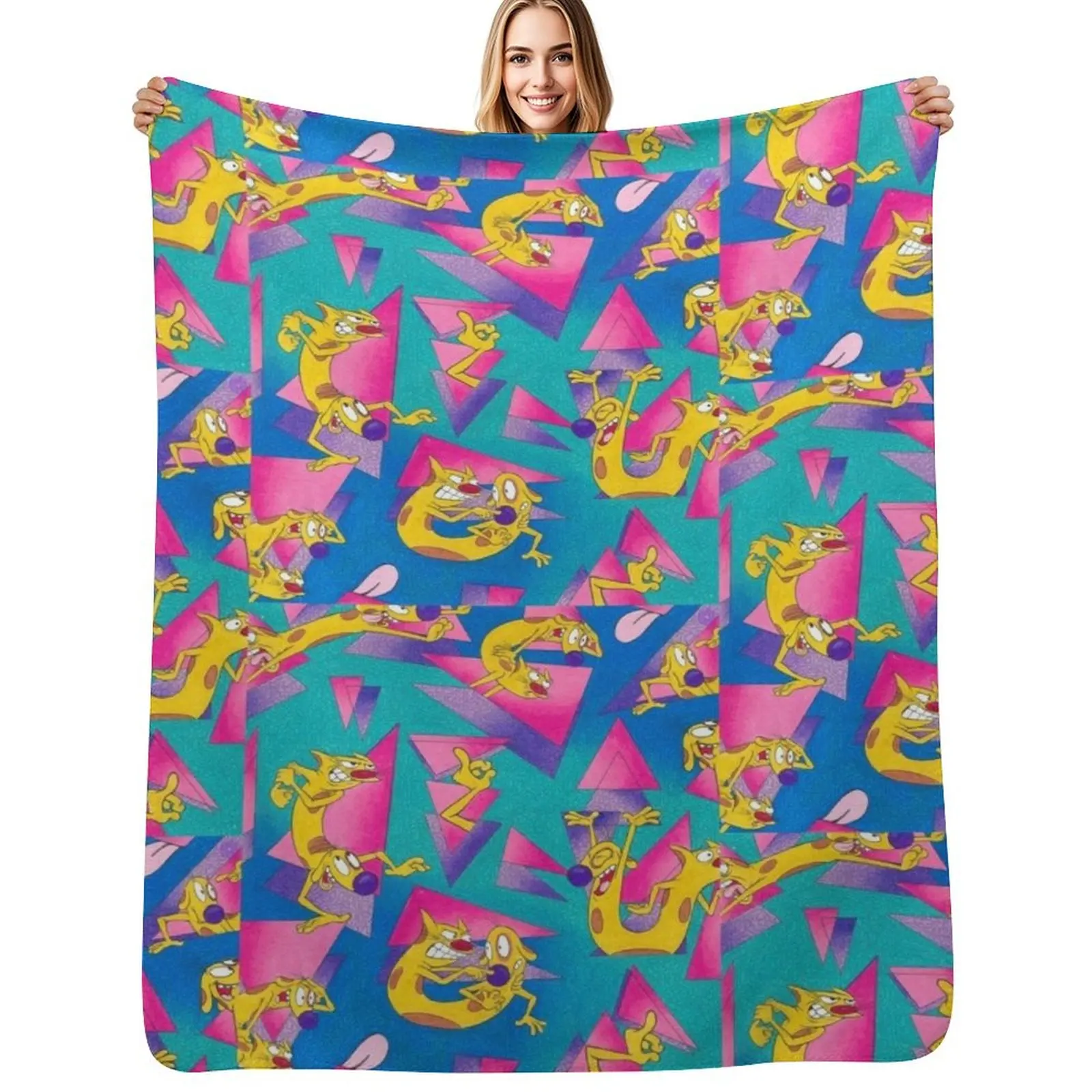

Catdog 90s pattern Nickelodeon Throw Blanket Flannel Loose Baby for sofa Blankets