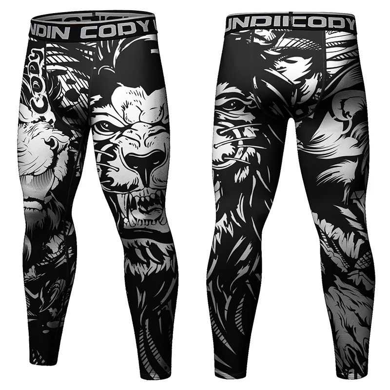 Cody Lundin Compression Leggings for Men Basketball Gym Tights Athletic Workout Sweatpants Animal Print Grappling BJJ Spats