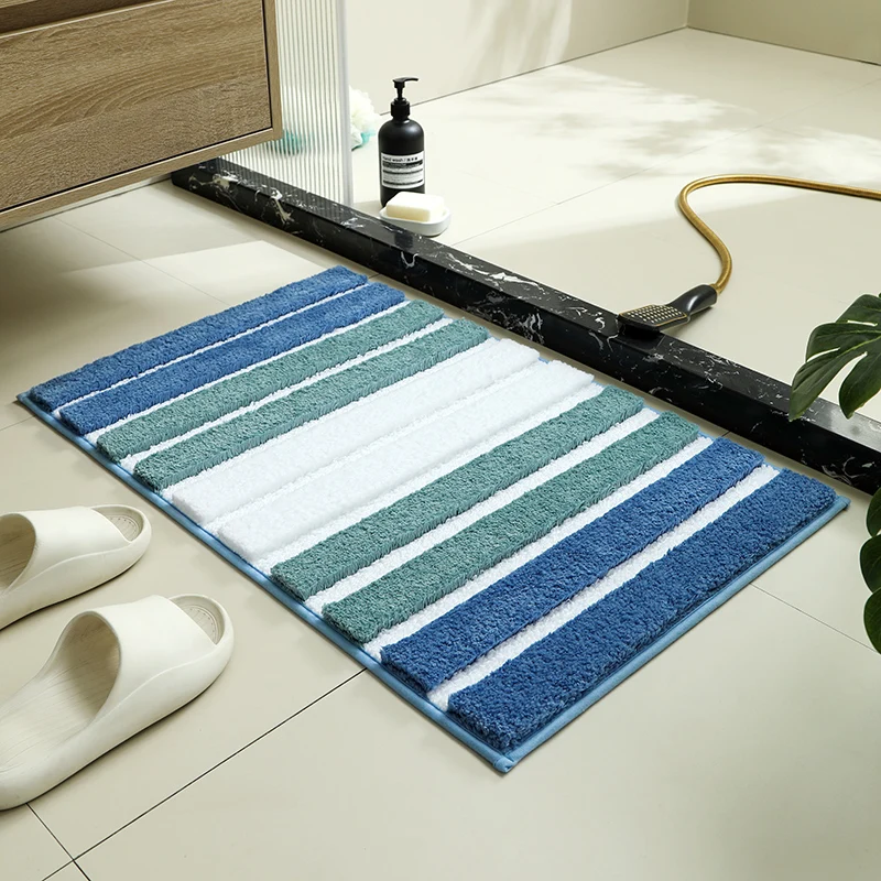 Bathroom carpet super absorbent washable floor anti-skid mat Superfine fiber thick plush rubber floor mat plush shower blanket.