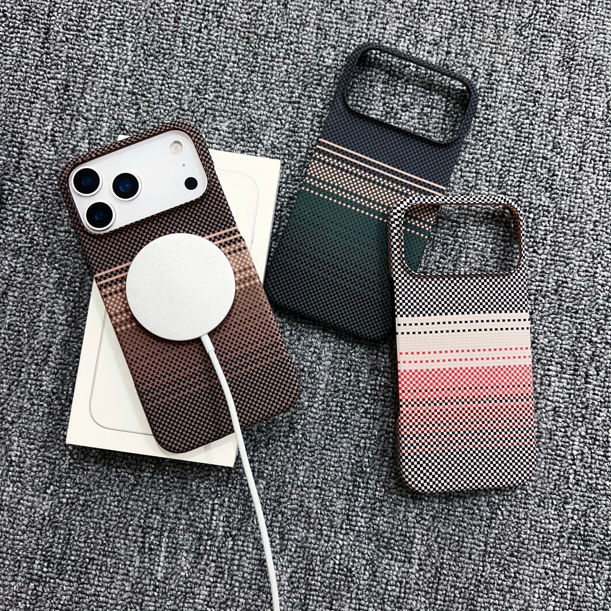 Slim Frameless Carbon Fibre Sunset PC For Magsafe Magnetic Case For iPhone 18 17 Air 16 Plus 15 14 13 Pro Max Shockproof Cover