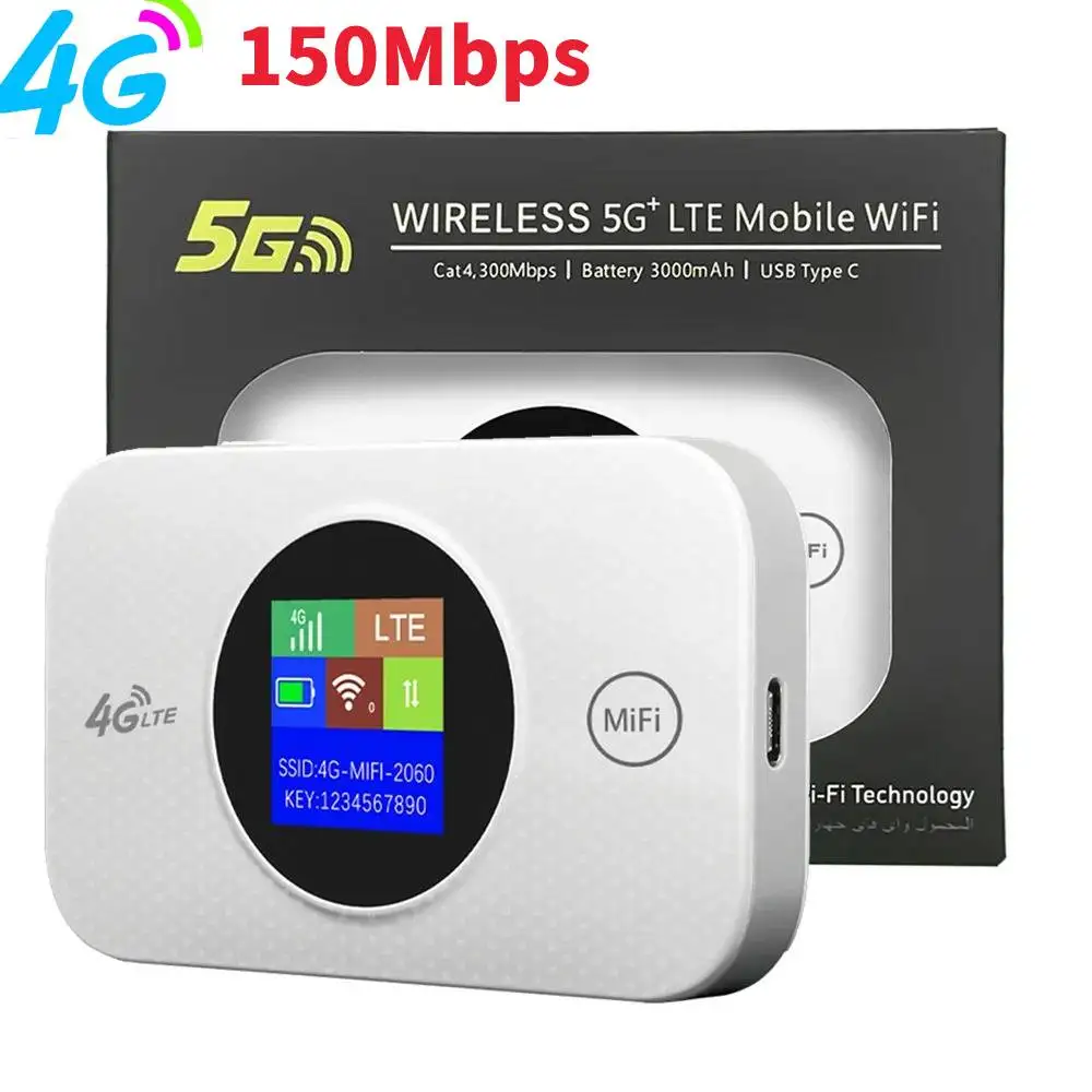 4G Lte Router Wireless Wifi Portable Modem Mini Outdoor Hotspot Pocket Mifi Router 150Mbps with Sim Card Slot Repeater 3000mah