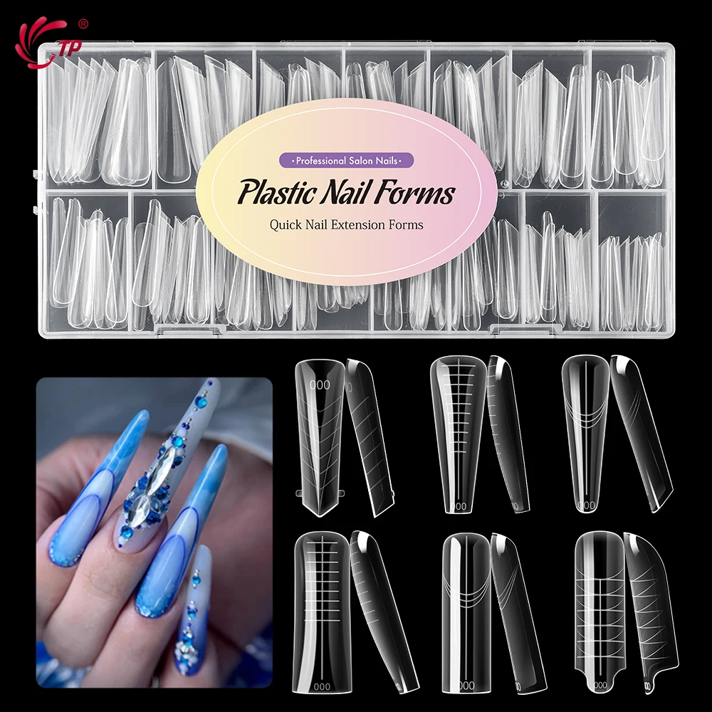 TP Full Cover Widen Dual Nail Forms 150pcs Poly Nail Gel Nail Molds Acrylic Nail Extension System False Nail Tips Manicure Tools