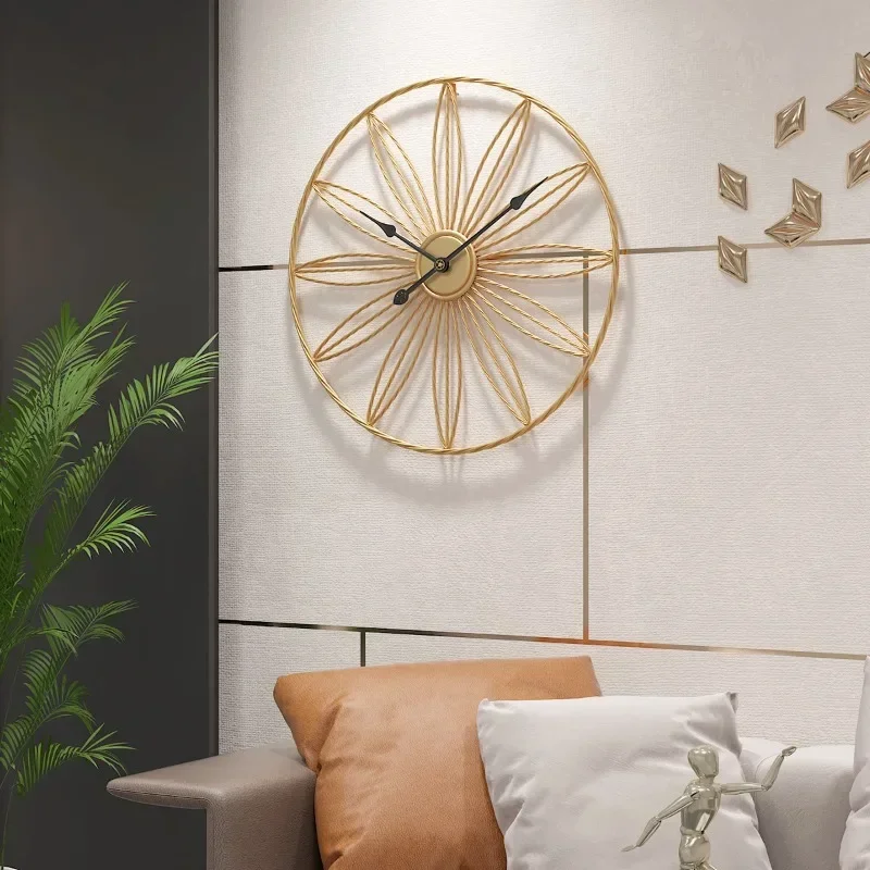 Elegant Silent Wall Clocks Round Modern Art Aesthetic Clock Luxury Automatic Unique Watch Bedroom Clocks Wall Decoration