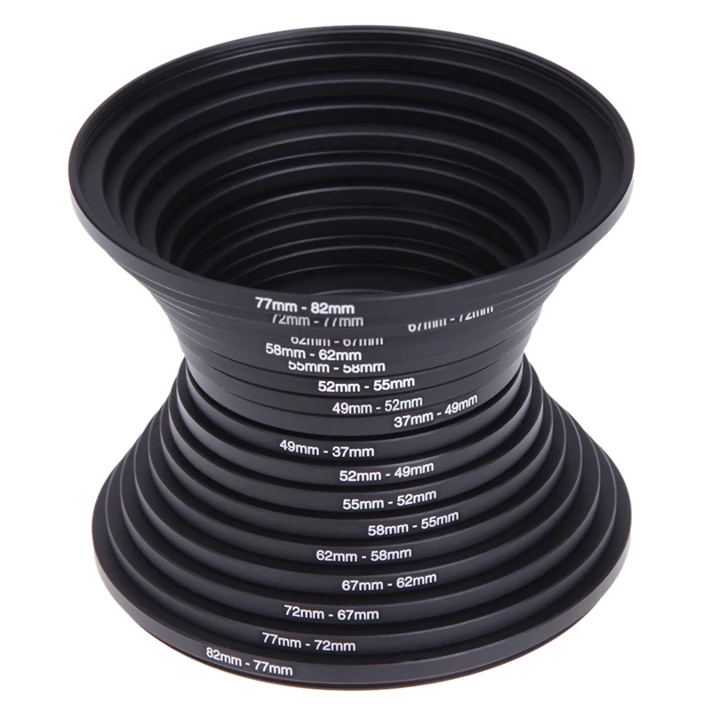 18Pcs 37-82Mm Lens Camera Mount Ring Filter Adapter Set Photography Converter Accessories Step Up Down