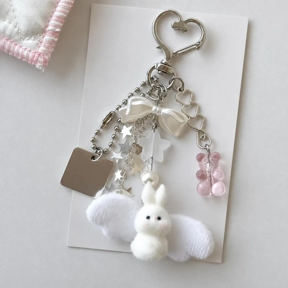 Beaded Design Phone Charms Pendant Rabbit Shape Cases Included Bead Phone Charm Angel Wings Shape Keychain Attachment