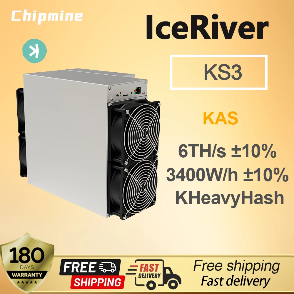 ICERIVER KAS KS3 6TH  3400W(±10%) KAS Mining KHeavyHash Algorithm With Power Supply