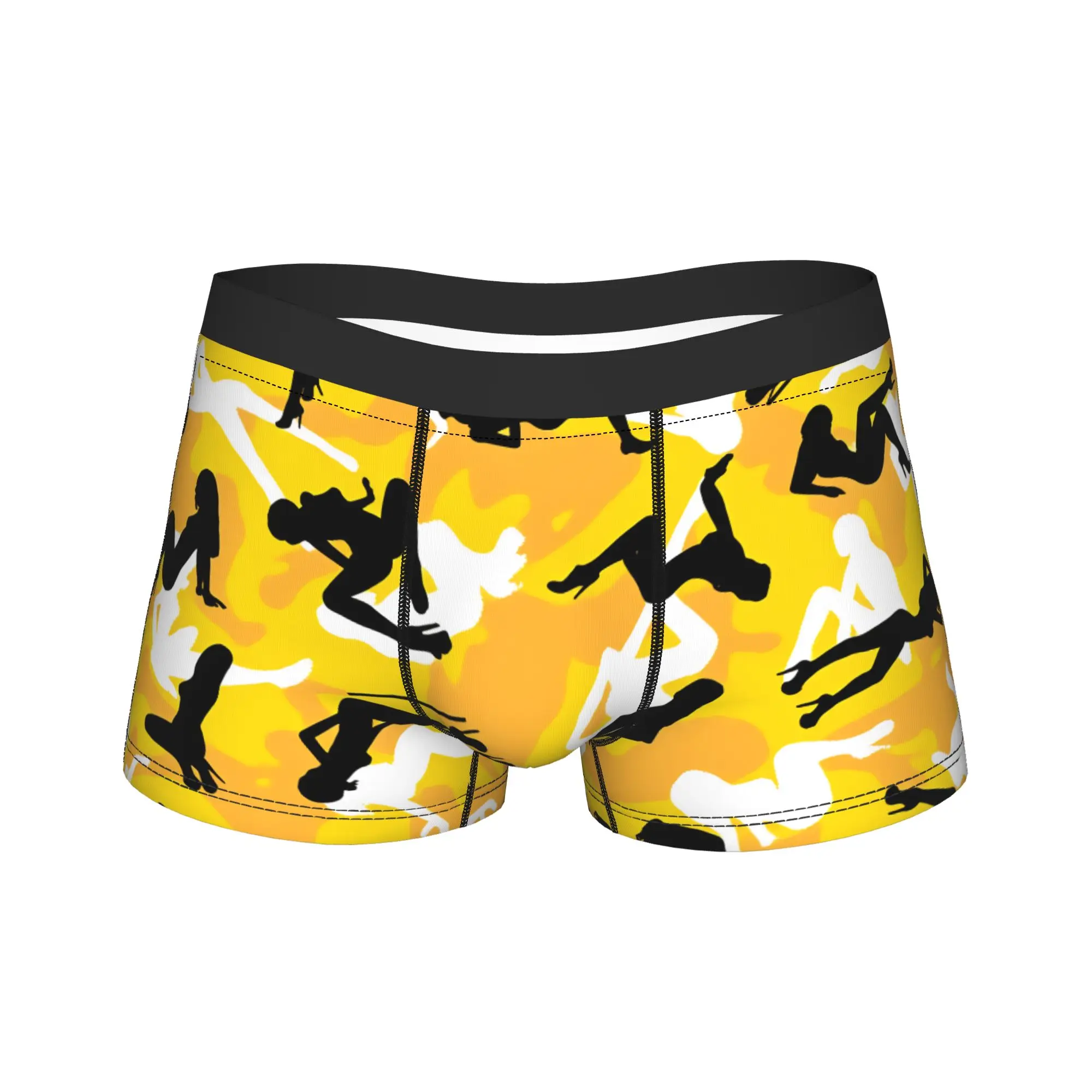 

Yellow Tone Women Silhouette Camouflage Seamless Pattern Underwear Customs Boxer Shorts Quality Man Underpants Soft Boxer Brief