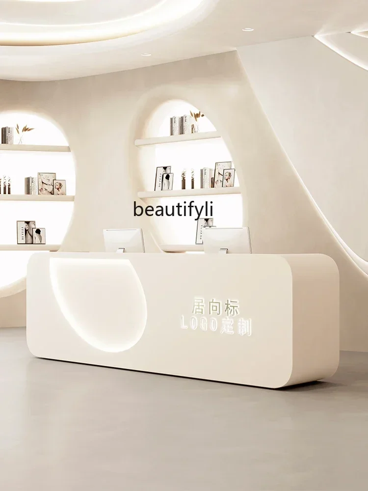 

smt03 Light Luxury Cream Style Bar Cabinet Cashier Desk Beauty Salon Barber Shop Clothing Medical Beauty Clinic Wedding Dress