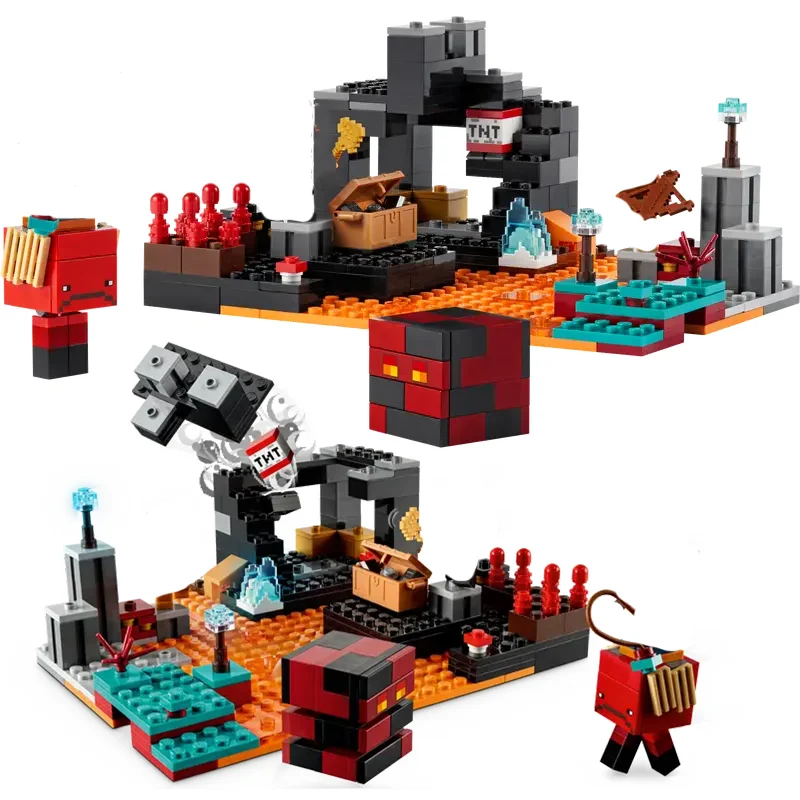 Compatible Bricks Sets MC My DIY World Series The Nether Bastion Pigman Strider Minifigures Children's Gift Assembling Toys