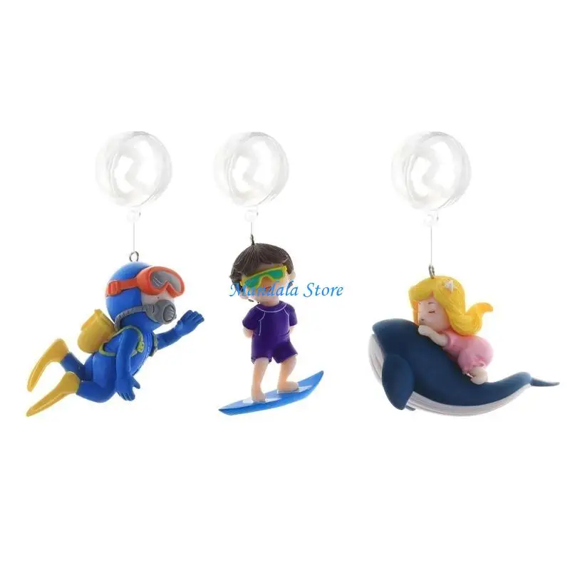 

U2JC Floating Surfing Boy Device FishTank Small Diver Aquarium Landscape